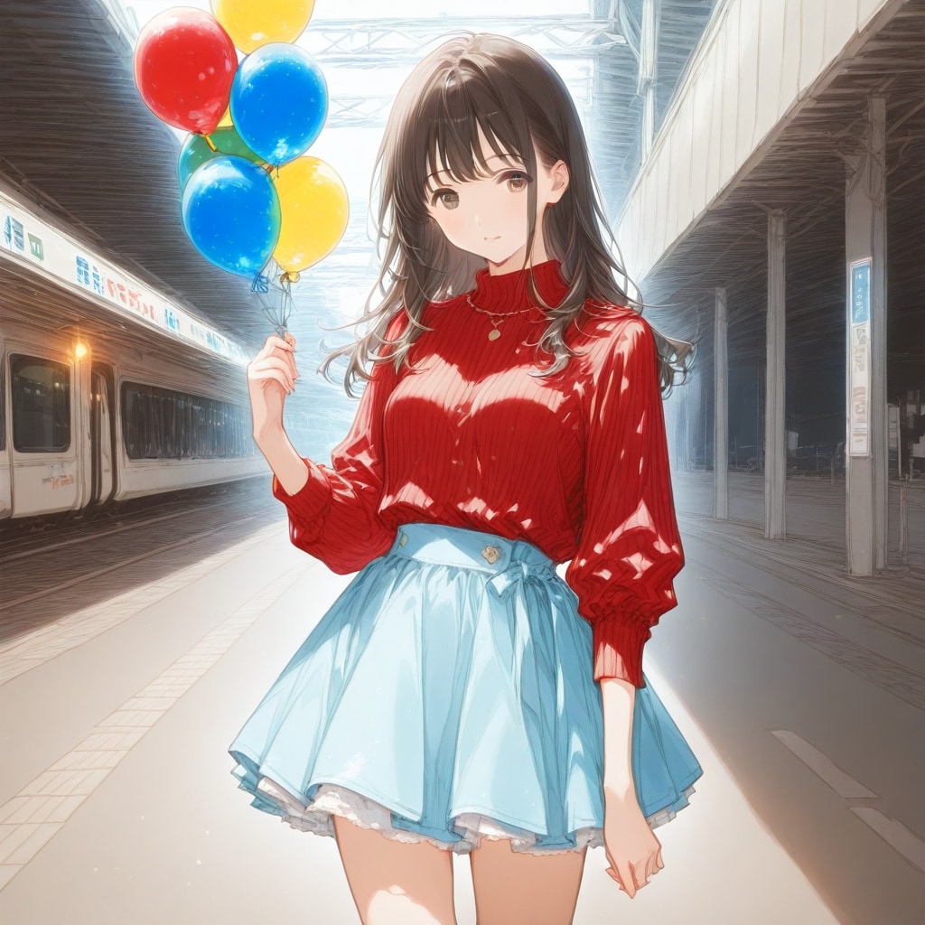 駅のホームで | の人気AIイラスト・グラビア