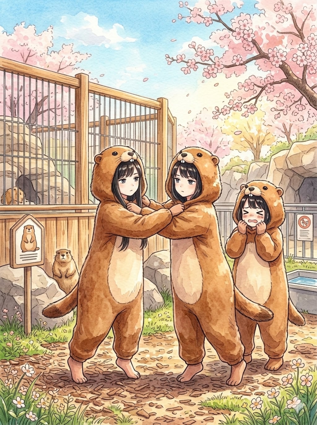 マーモットたちの模擬戦闘