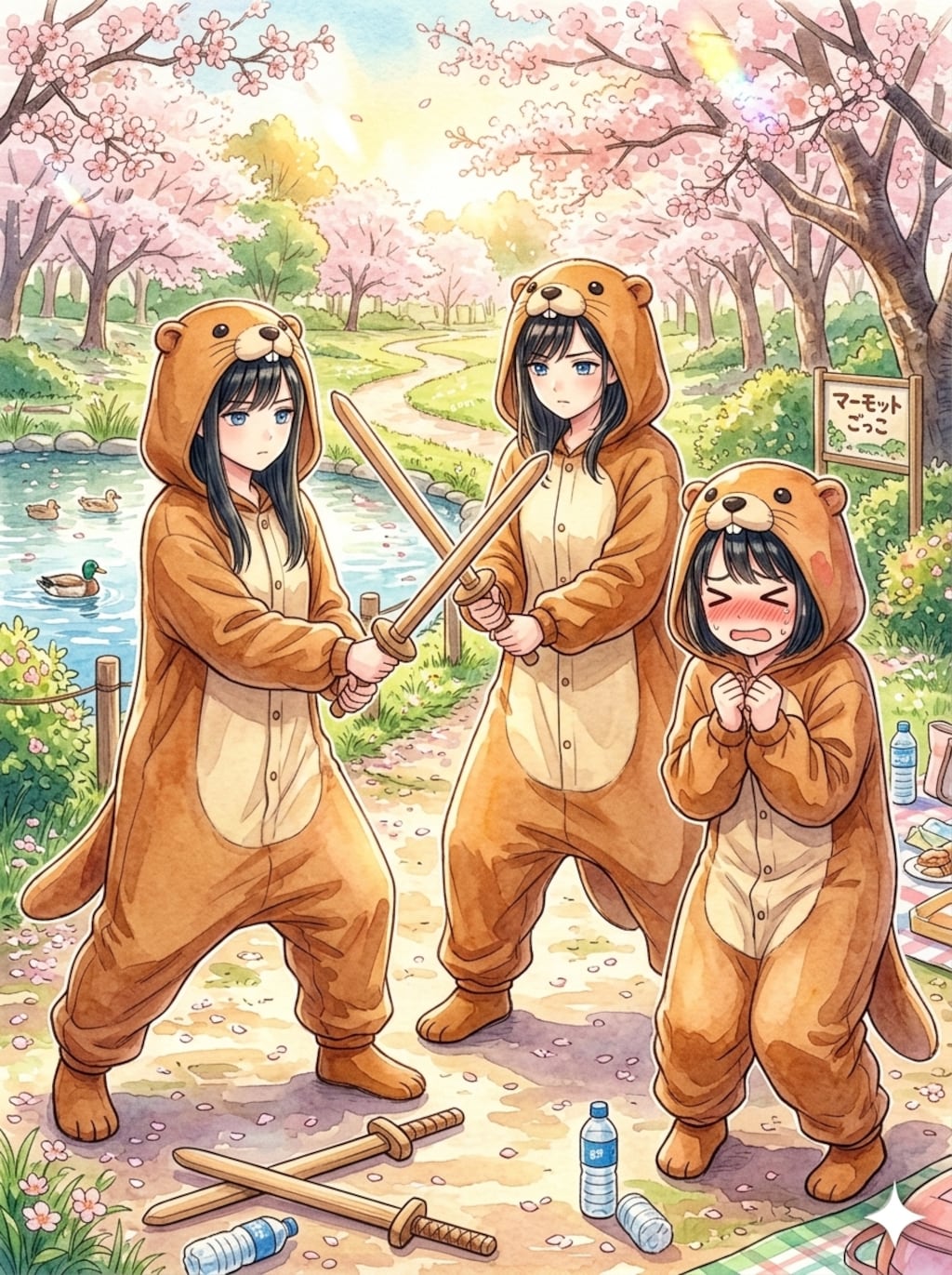 マーモットたちの模擬戦闘