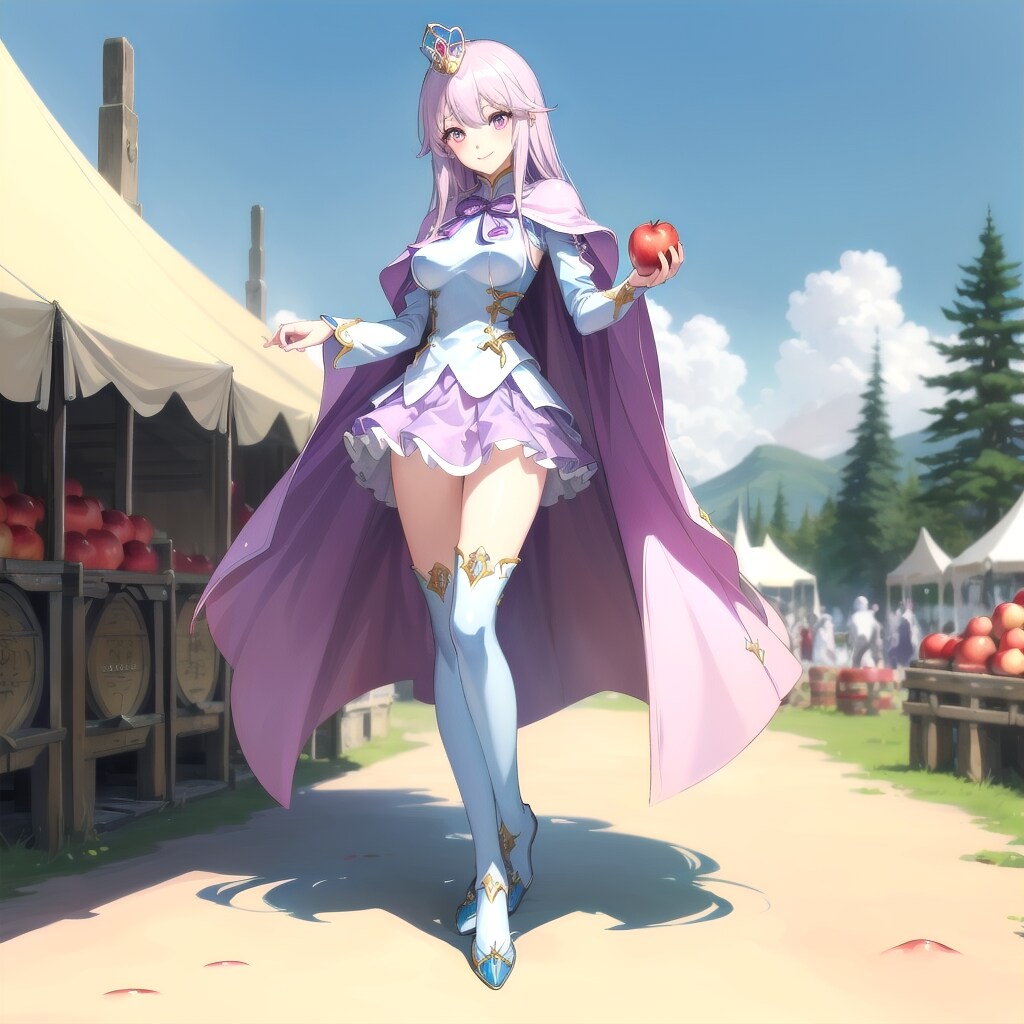 市場を歩く姫騎士