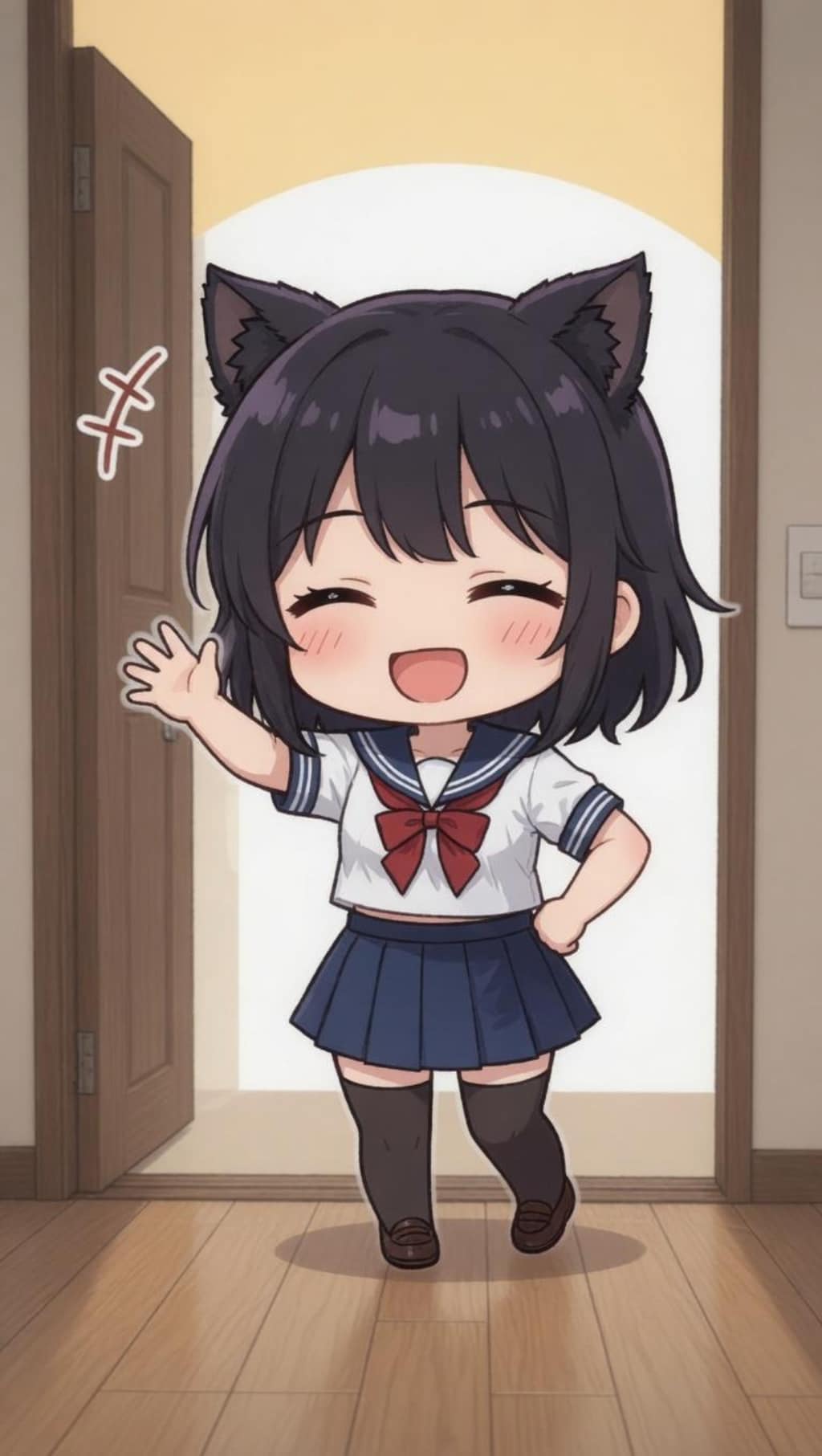 遅刻寸前黒猫JKさん