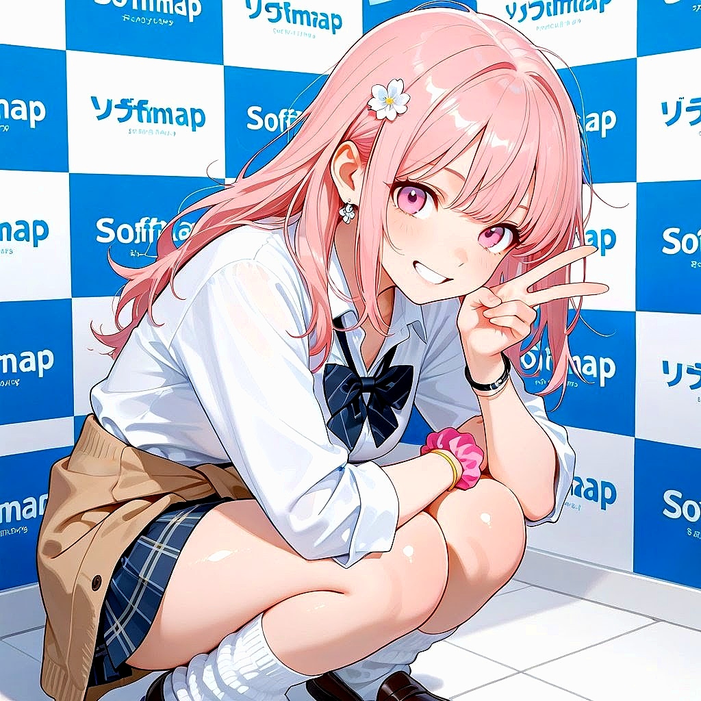 しゃがみピース✌️ | の人気AIイラスト・グラビア