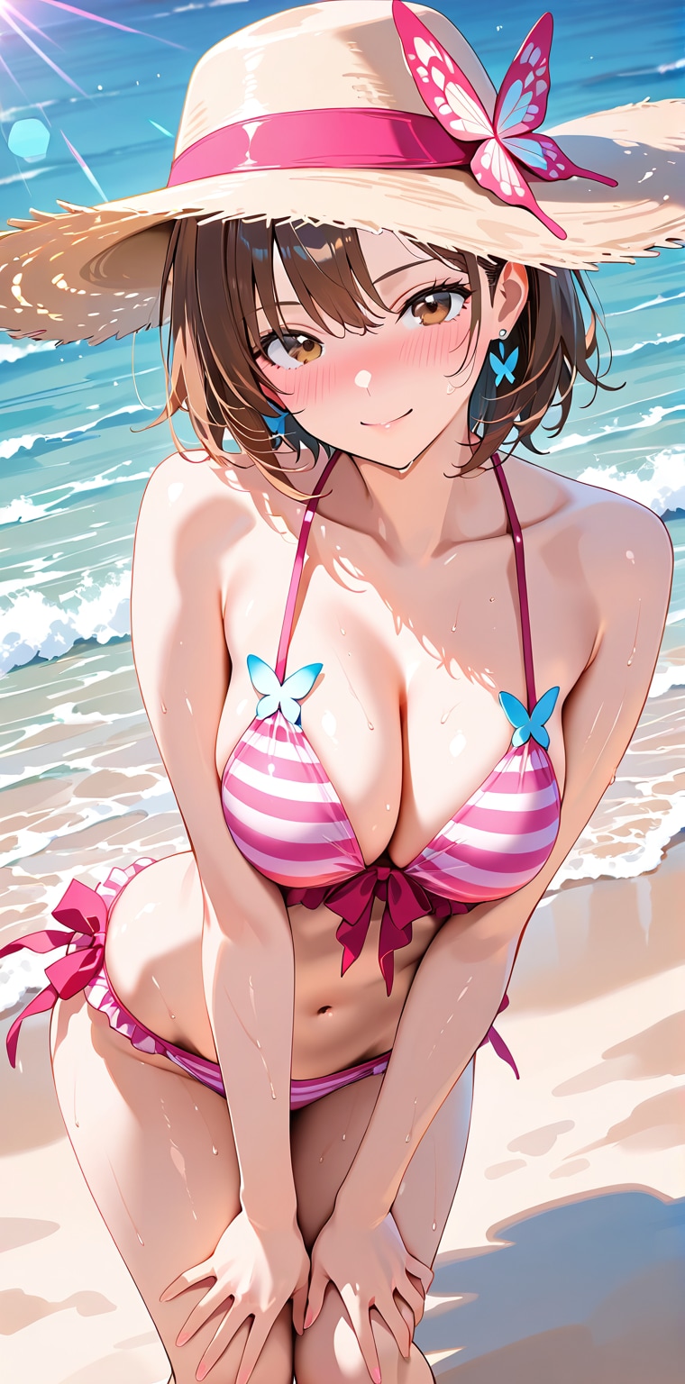 蝶々ビキニ💖 カメラ目線でキメちゃうお姉さん