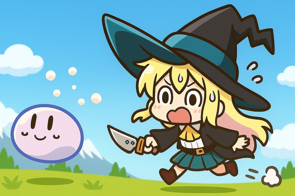 スライムを追いかけて運動するアズサ