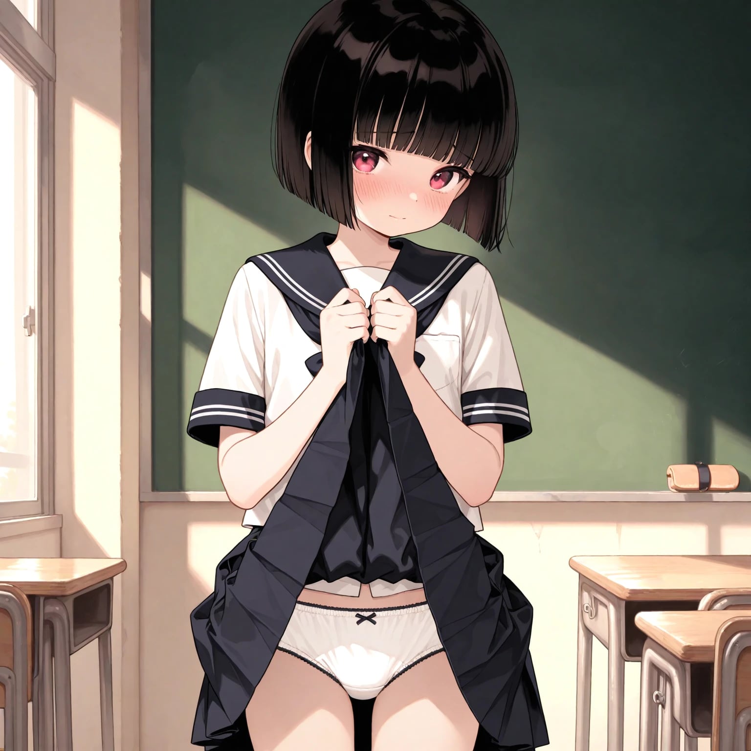 セーラー服と白パンツ
