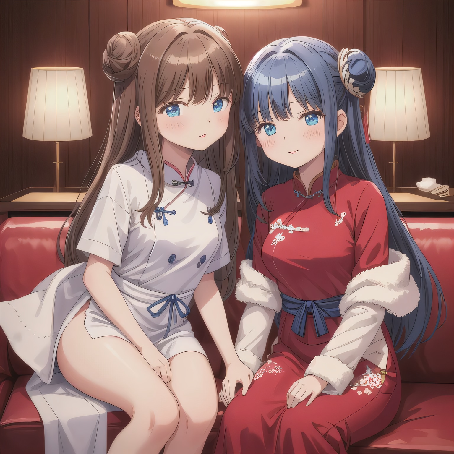 黒髪ツイン団子で中華服の少女２５ | の人気AIイラスト・グラビア