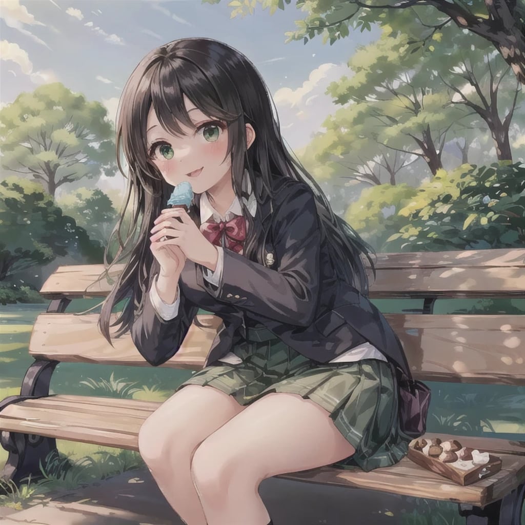 黒髪ロングでブレザーの少女８０