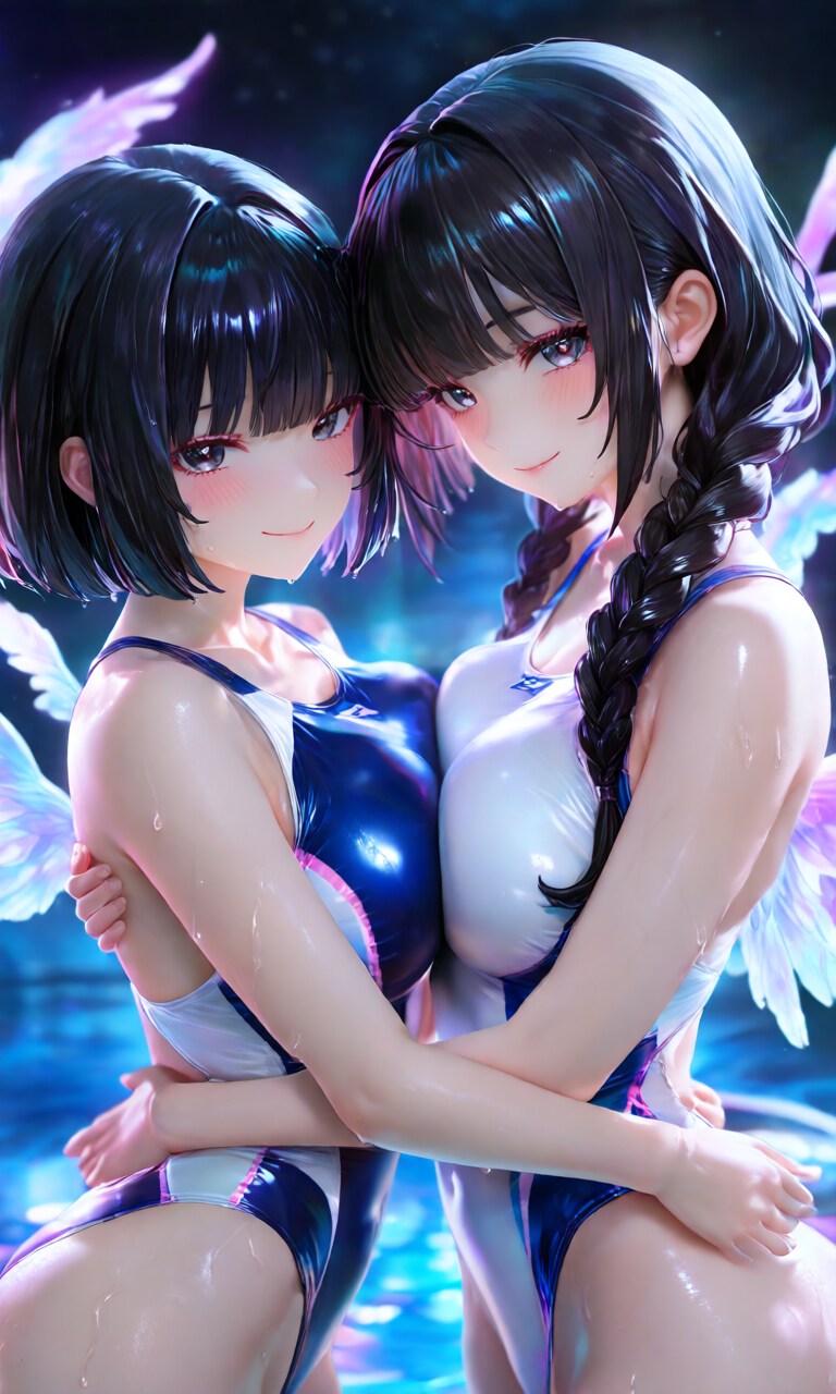 （前回の改良版）百合ハグをする量産型ハイレグ女戦闘員ちゃん達をより？ミステリアスな神秘の悪の美少女風に仕上げてみました♪（神秘的になったと？自分では思ってるけど自己満足レベルの変化？😅💦）