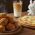 摩訶不思議食堂の唐揚げとピザのセット 4枚目