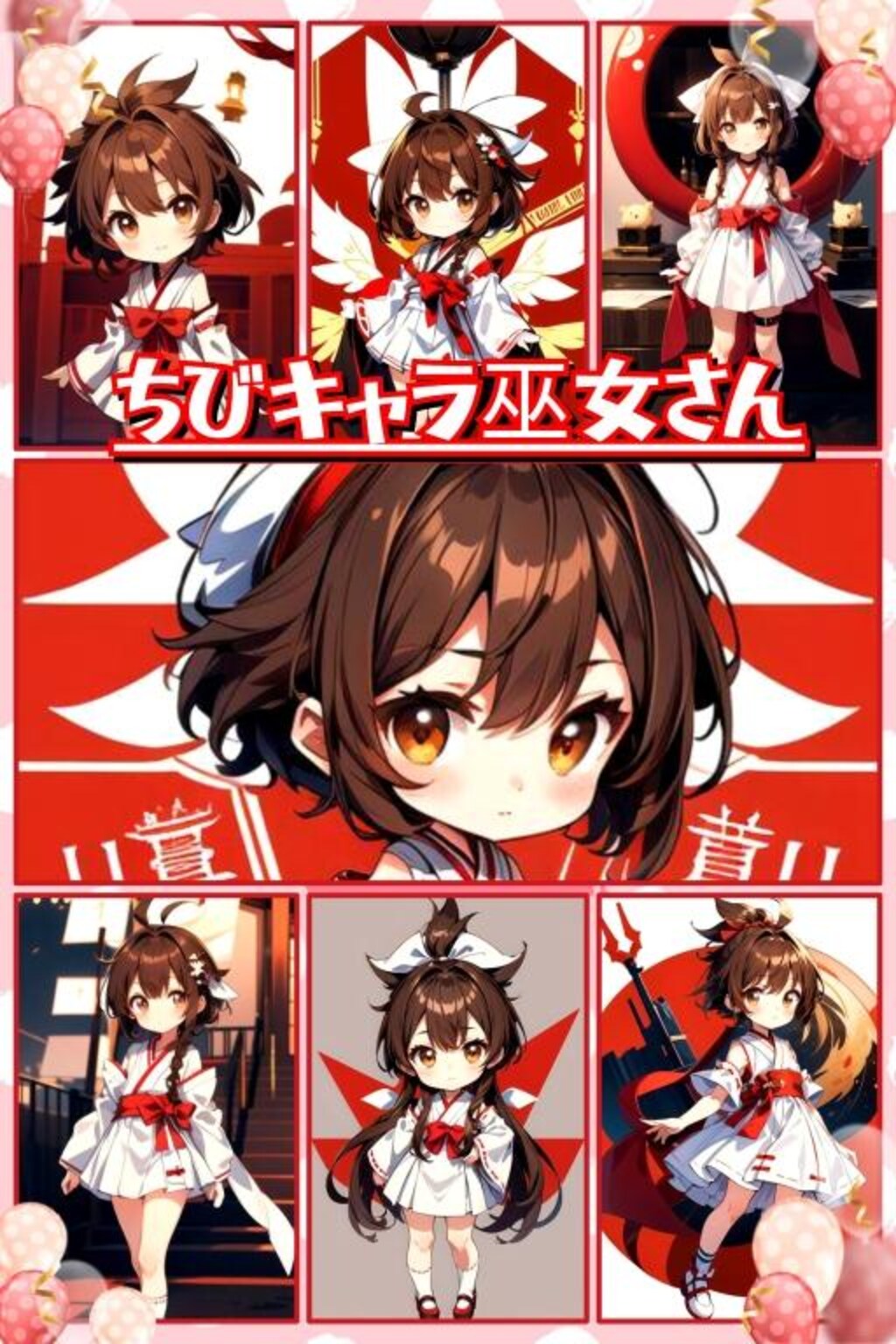 ちびキャラ巫女さん　コラージュ