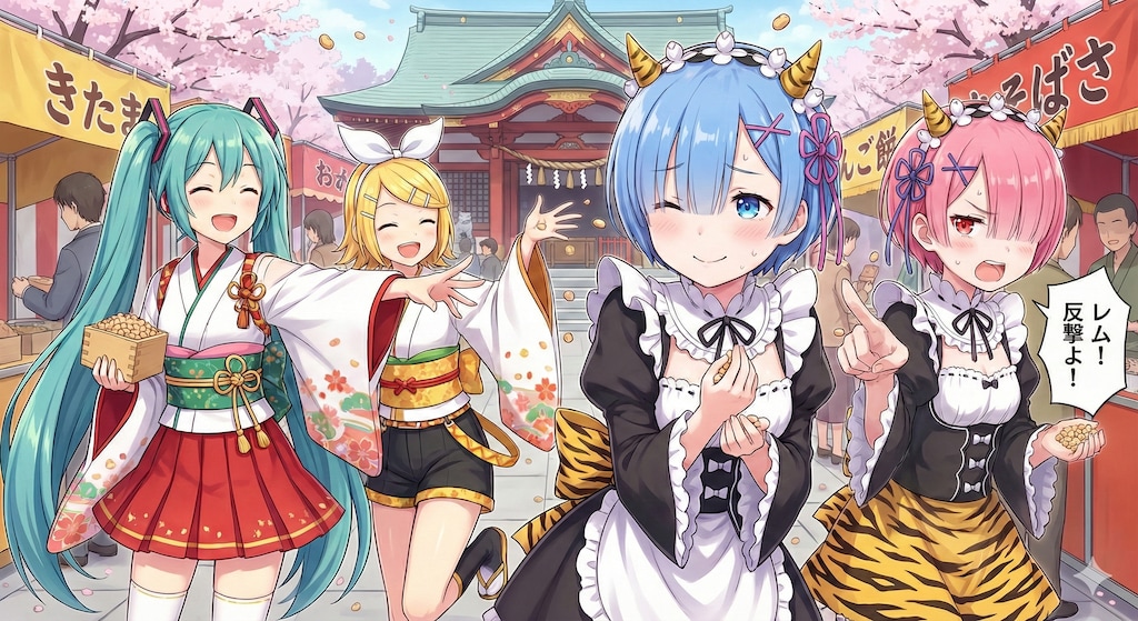 ミクさん達の豆まき