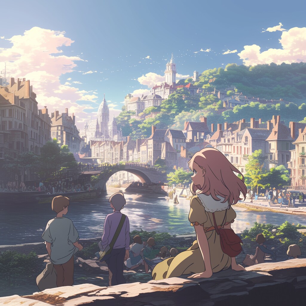 リヨンの街と女の子 Lyon city and girls