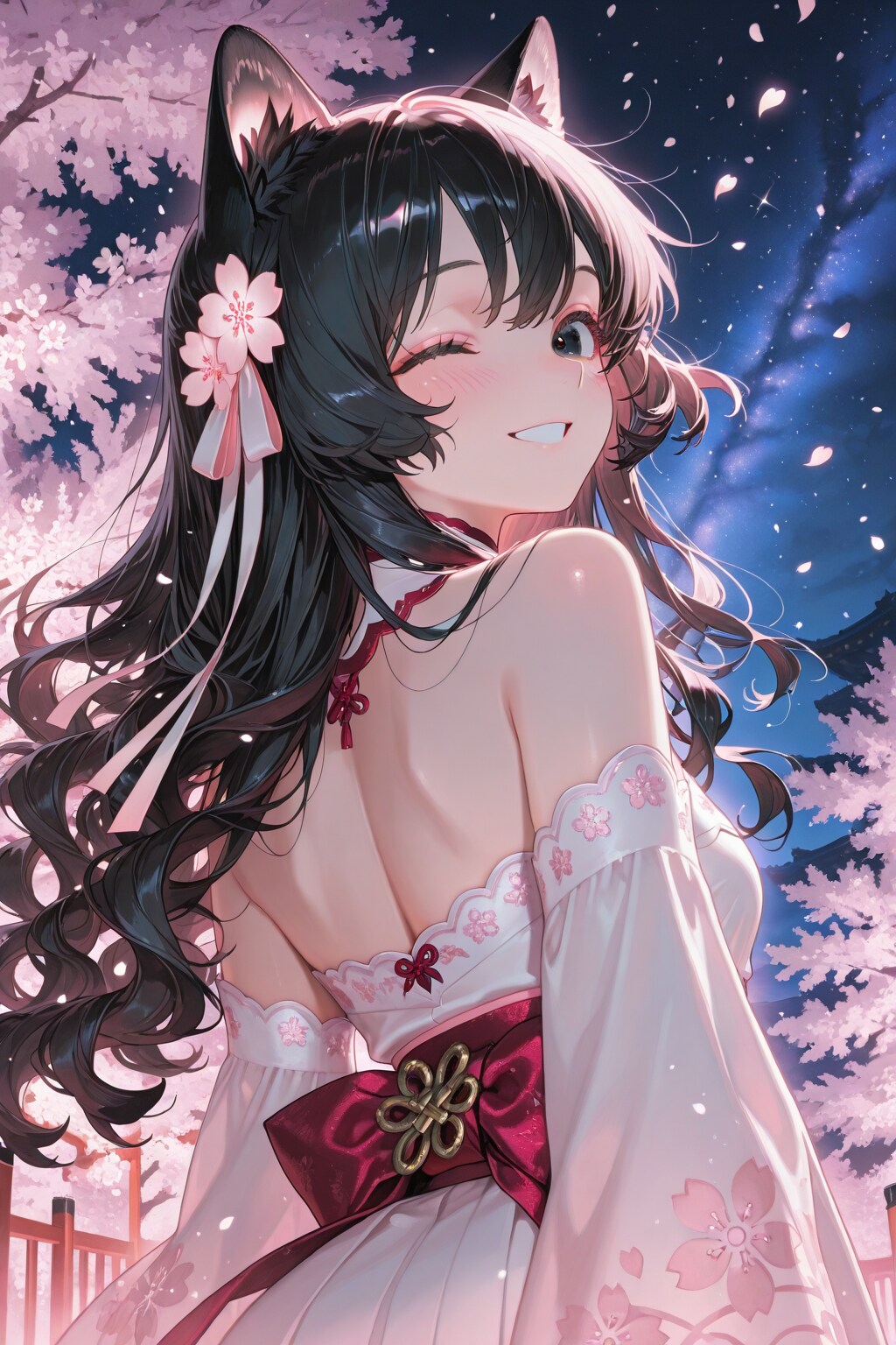 秘密の夜桜デート | の人気AIイラスト・グラビア