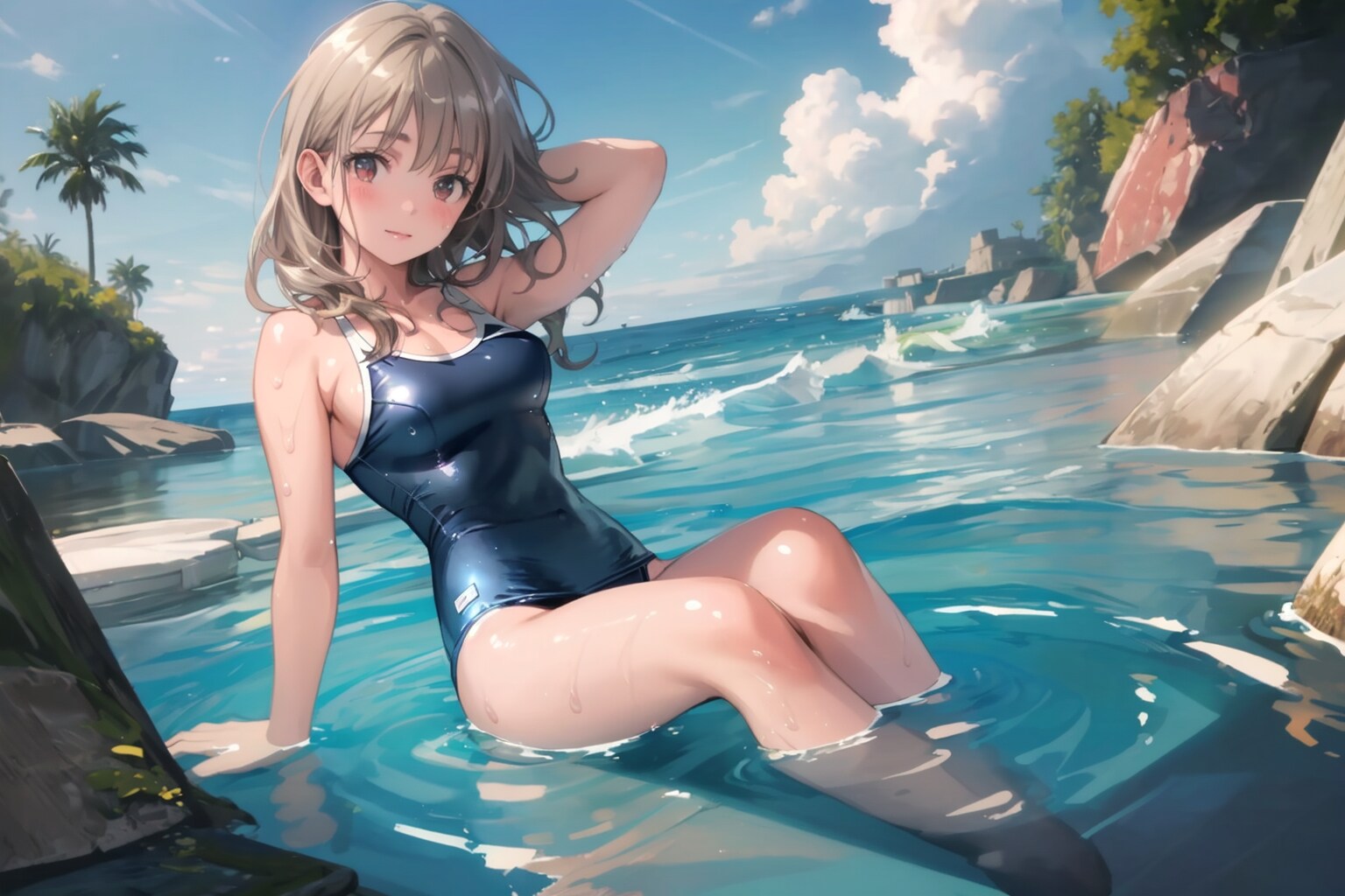 海と少女と青