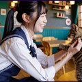猫カフェでバイトする女子高生 4枚目