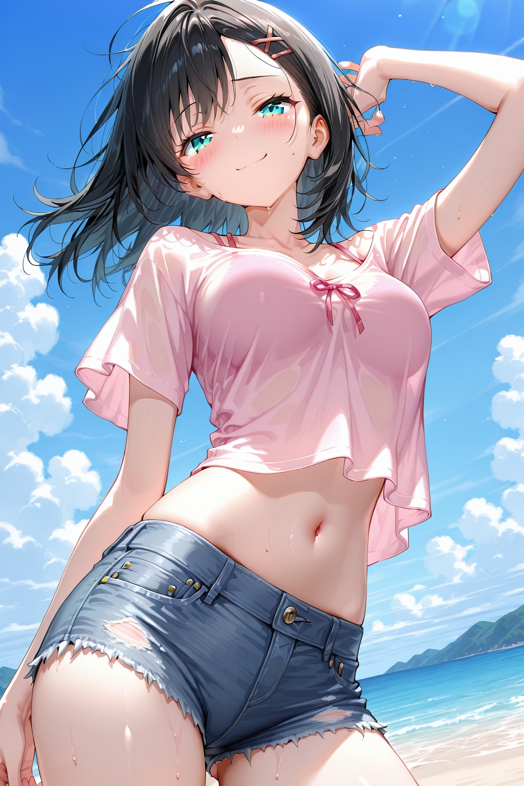 夏のショートデニム