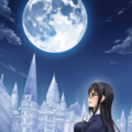 intricate white castle, intricate dress, high quality detailed night sky moon 9枚目