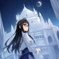 intricate white castle, intricate dress, high quality detailed night sky moon 10枚目