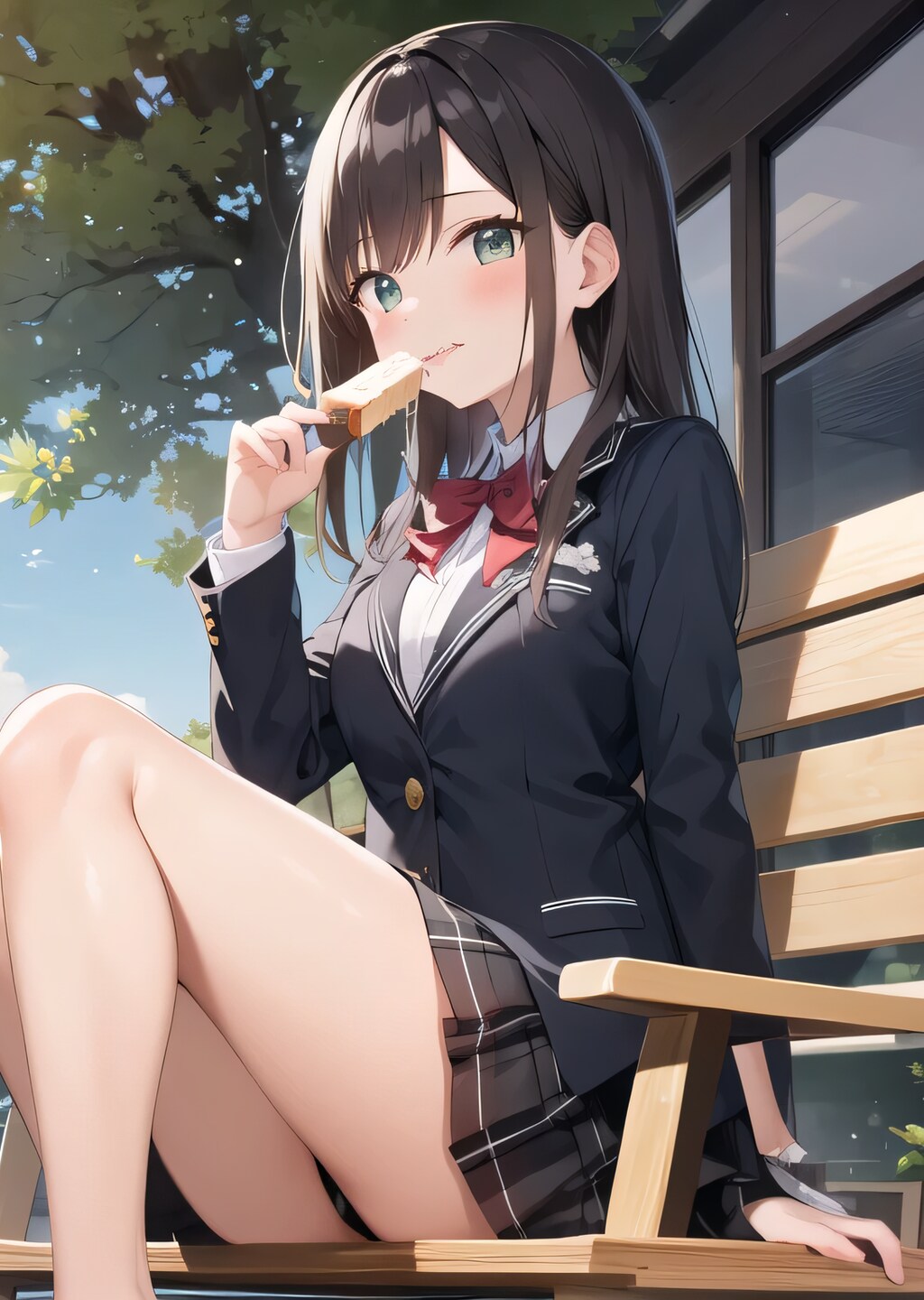 黒髪ロングでブレザーの少女４６