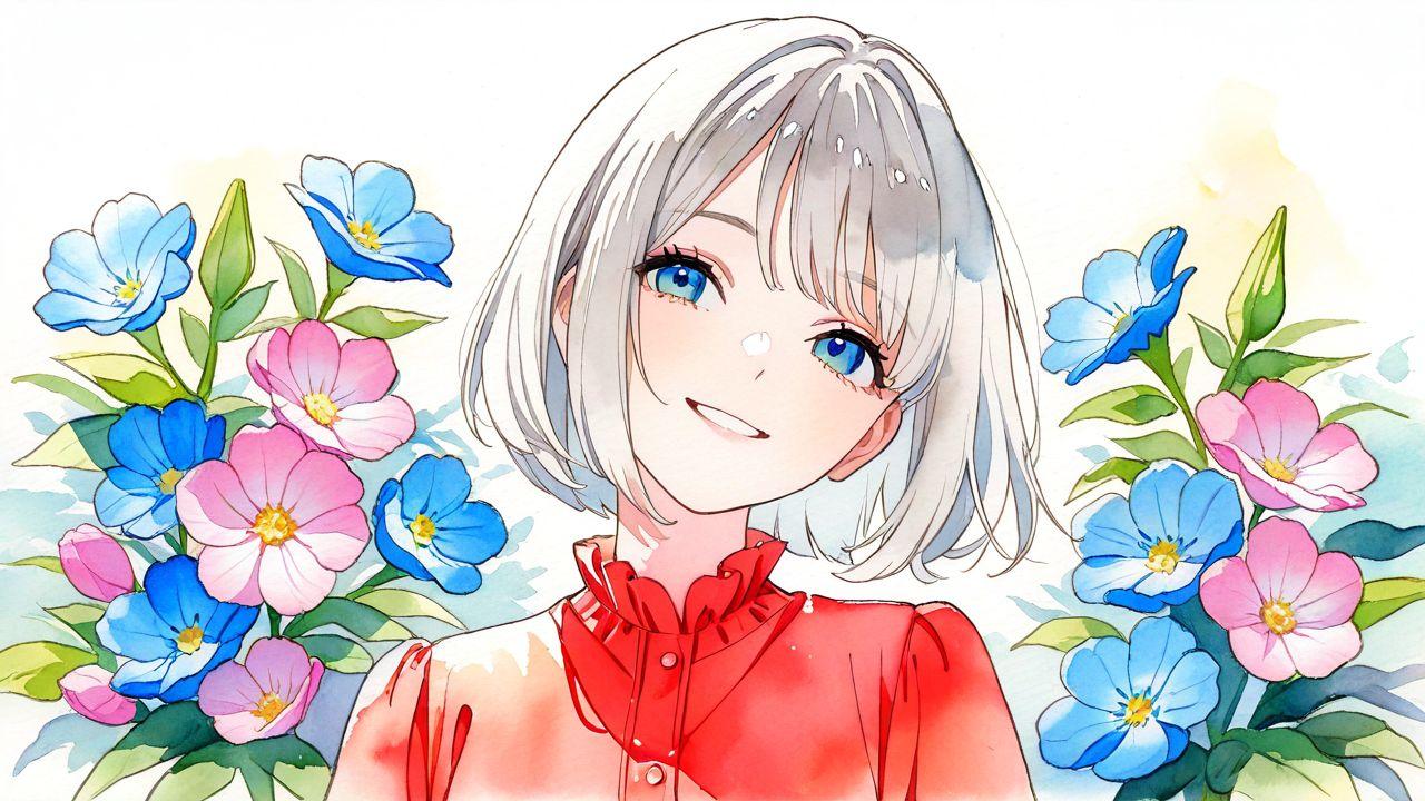 watercolor, girl, flower 7