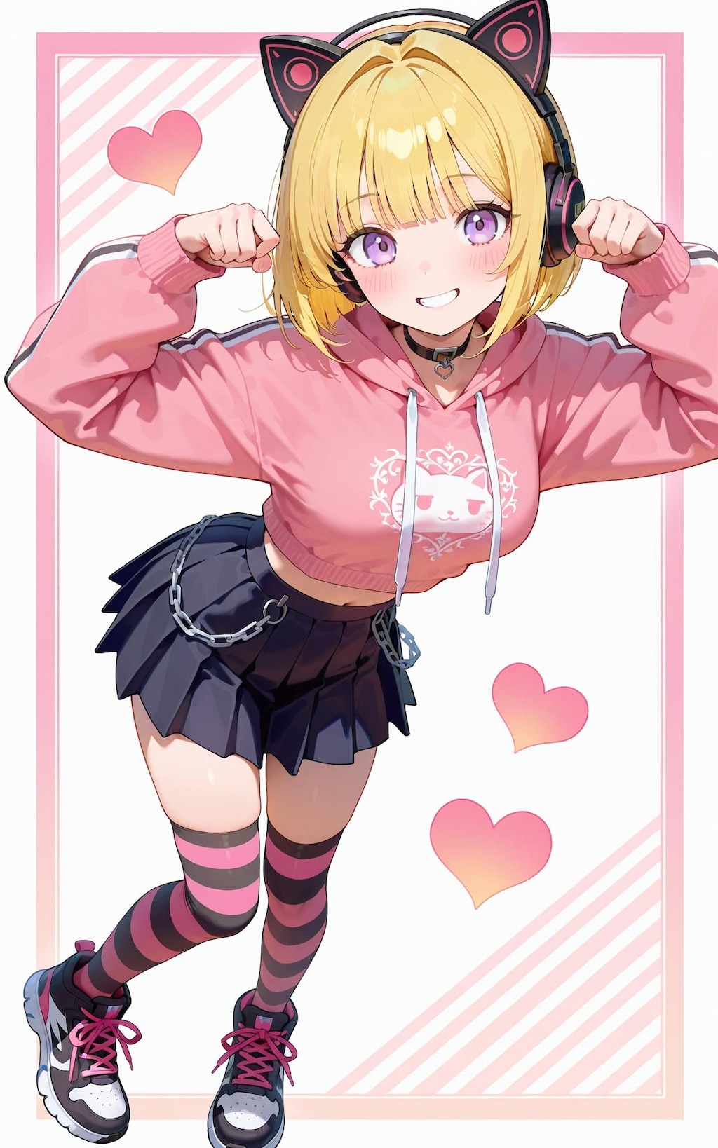 ブラックピンクキャットガールコーデ