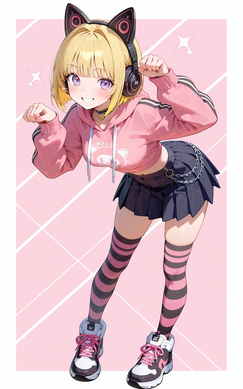 ブラックピンクキャットガールコーデ