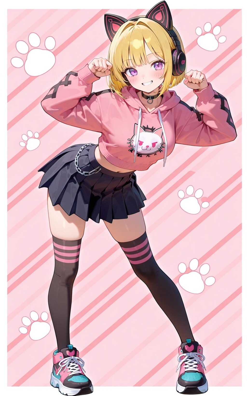 ブラックピンクキャットガールコーデ