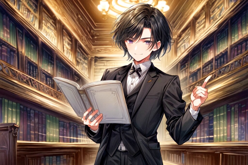 図書館で読書をしている、黒髪短髪男性◆その1(7枚)