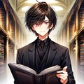 図書館で読書をしている、黒髪短髪男性◆その1(7枚) 5枚目