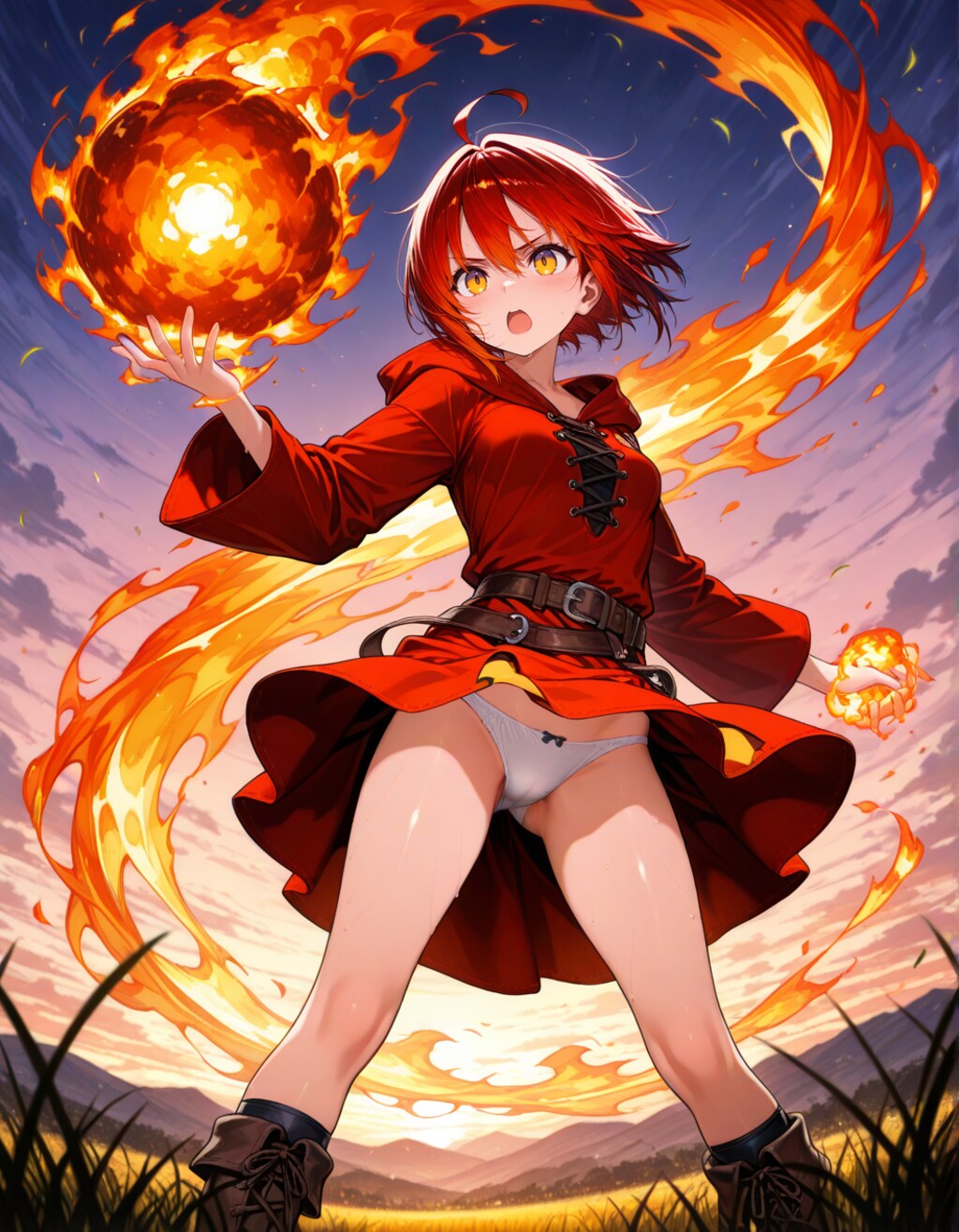 中級火魔法に挑戦の火魔法使いちゃん