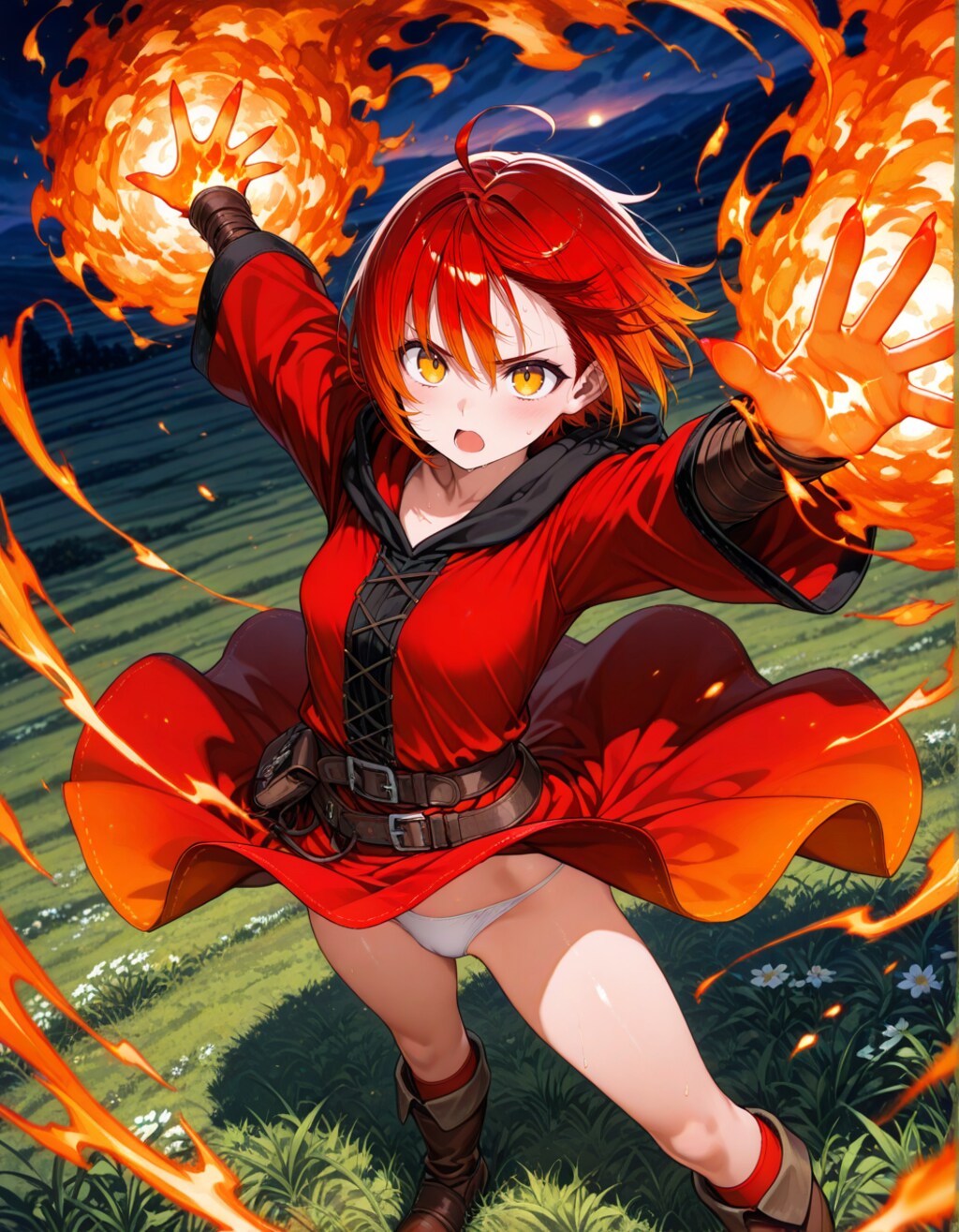 中級火魔法に挑戦の火魔法使いちゃん