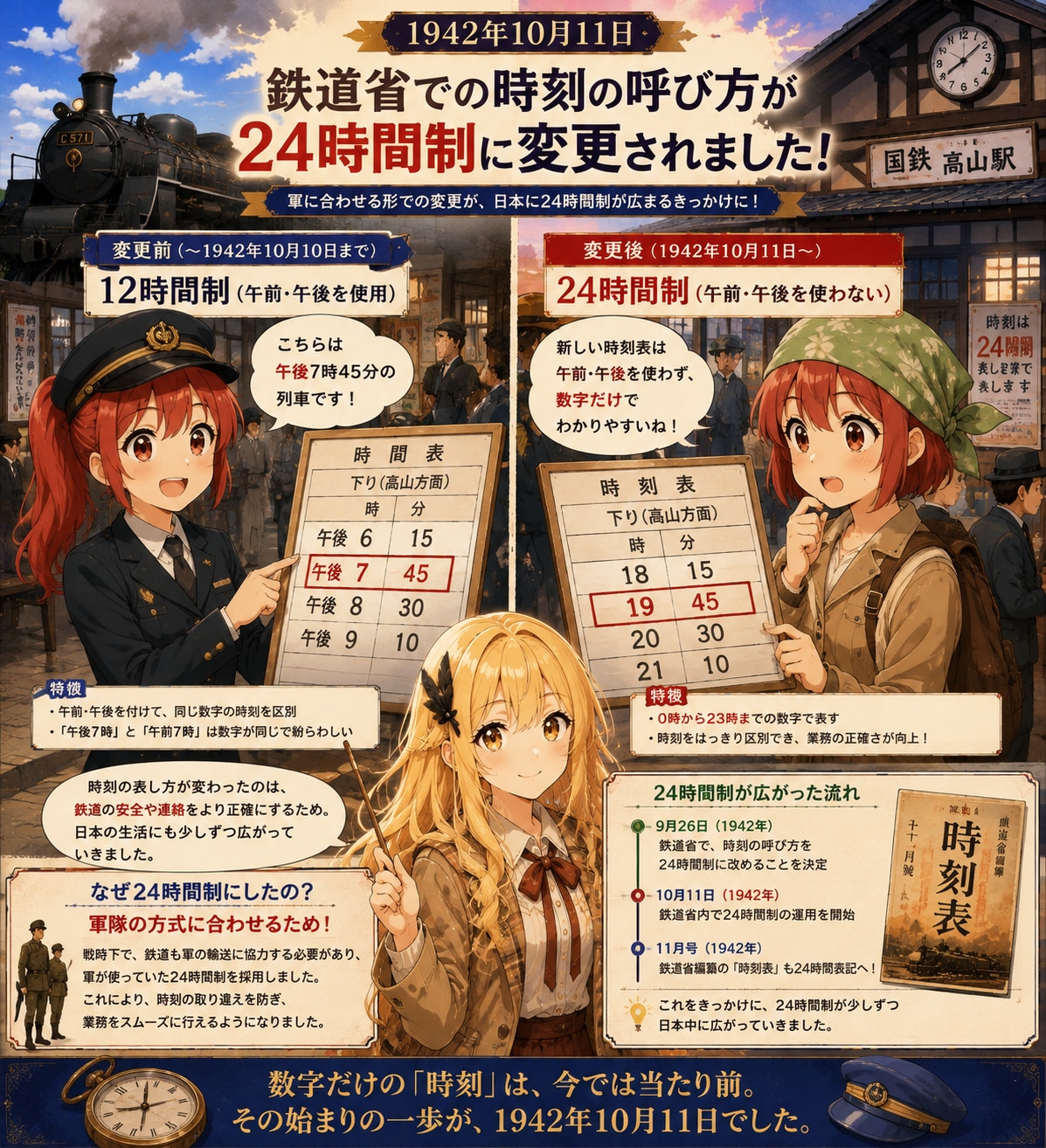 10月11日は24時間制が採用された日 | の人気AIイラスト・グラビア