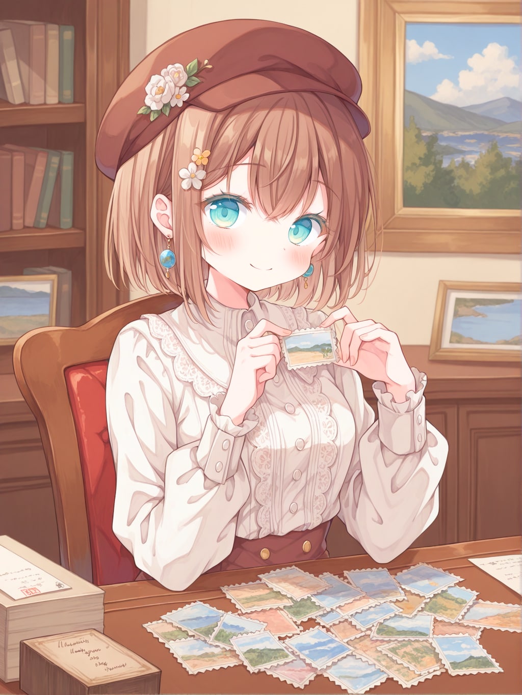 ハガキに切手を貼りましょう