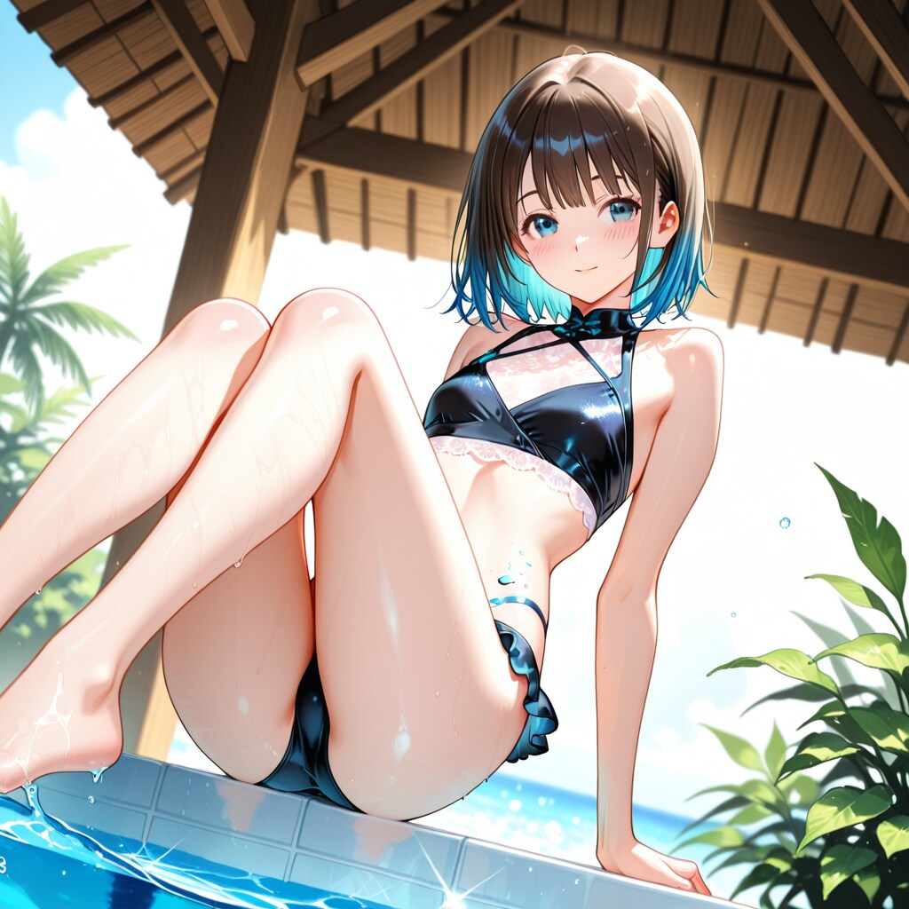水辺の煌めき、肌に絡む光と張力