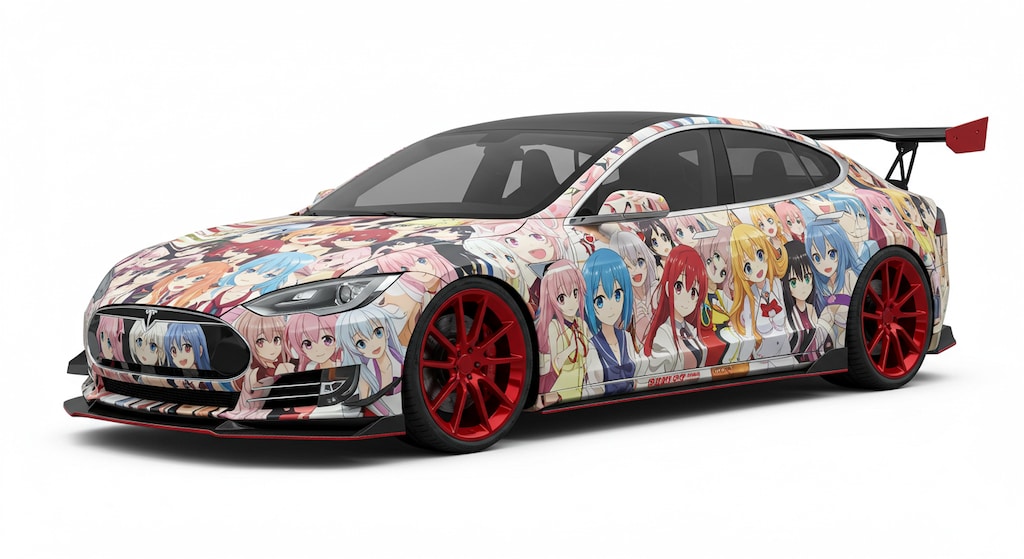 アニメキャラ痛車テスラレーシングカー