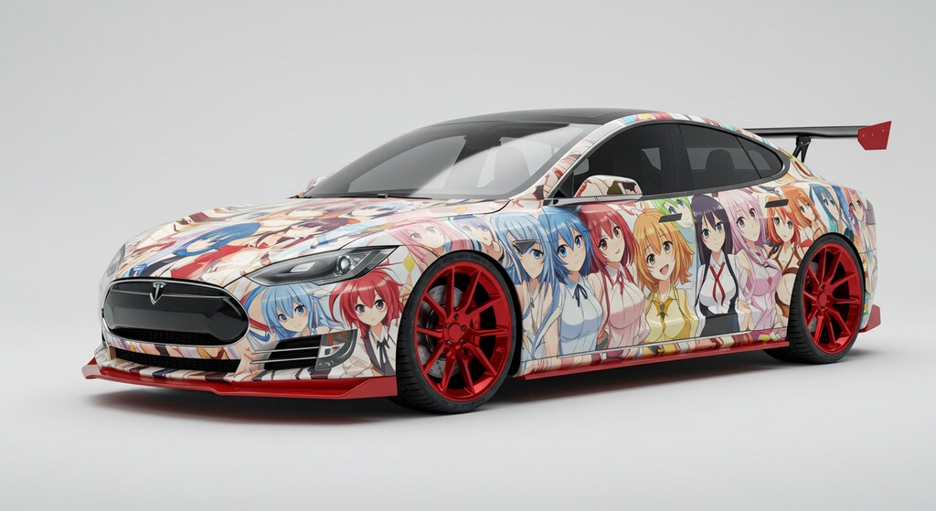 アニメキャラ痛車テスラレーシングカー