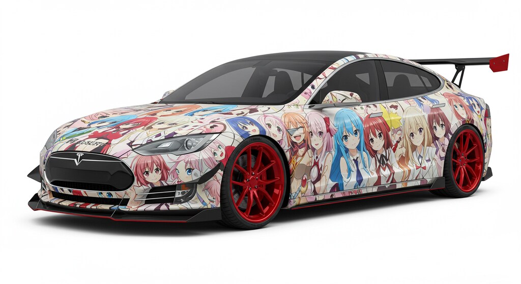 アニメキャラ痛車テスラレーシングカー