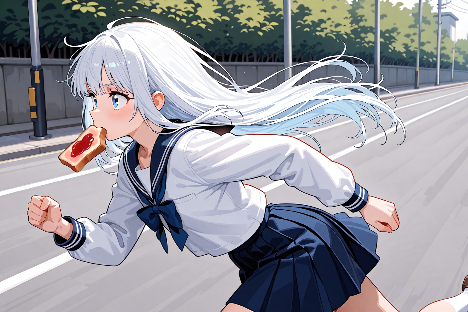 トーストをくわえて走るLILYちゃん