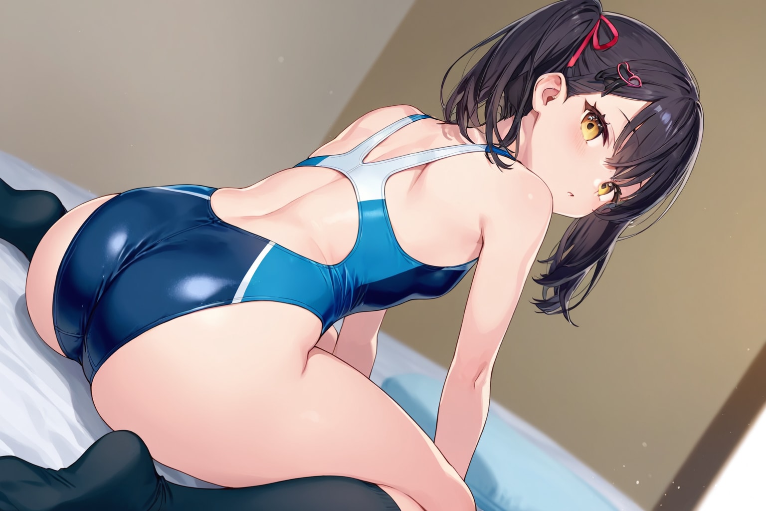 競泳水着紺ハイソックス