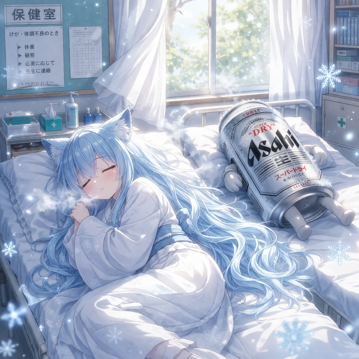 保健室で寝てる雪女の小さな女の子 | の人気AIイラスト・グラビア