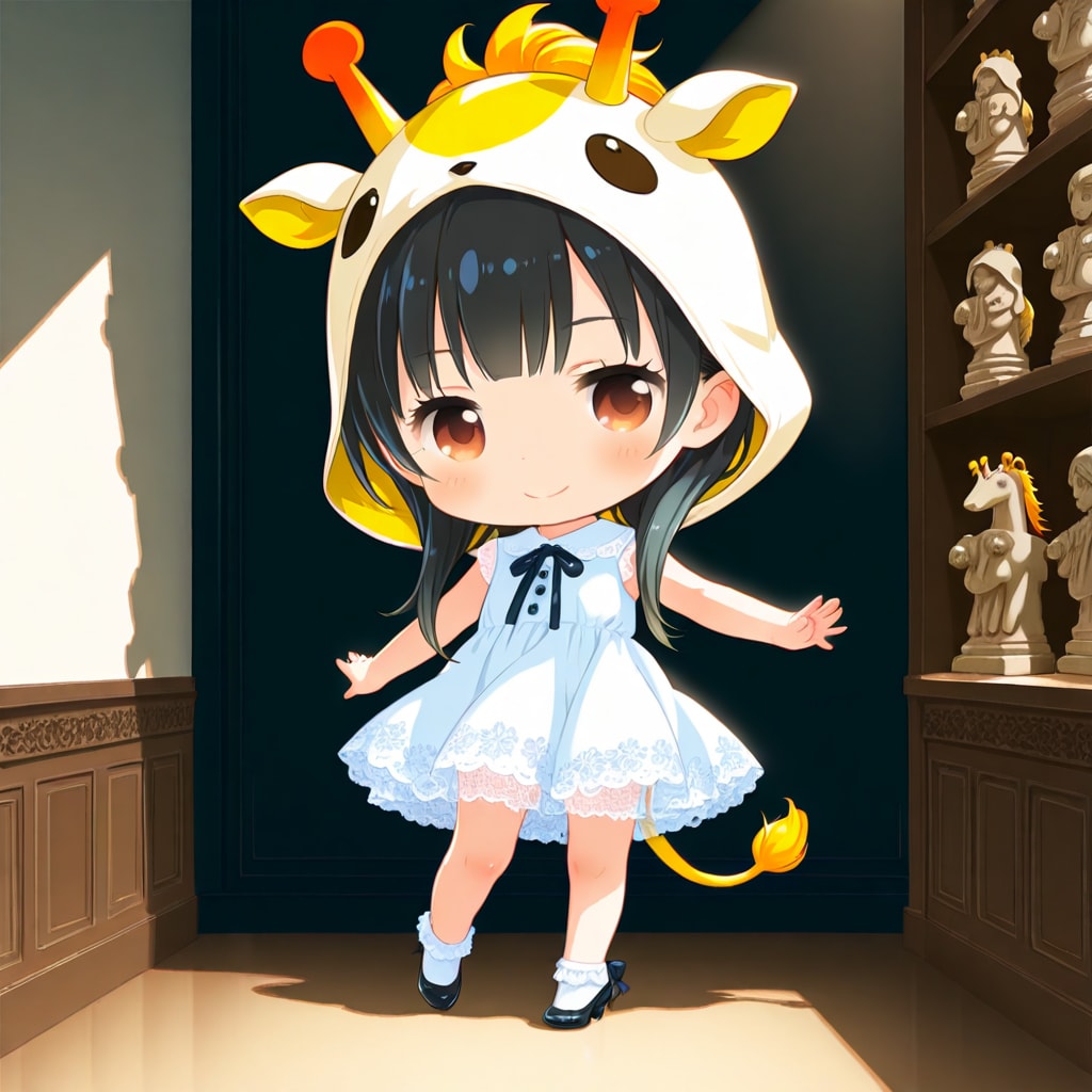 謎の置物とアニマルフーディーちび子ちゃん | の人気AIイラスト・グラビア