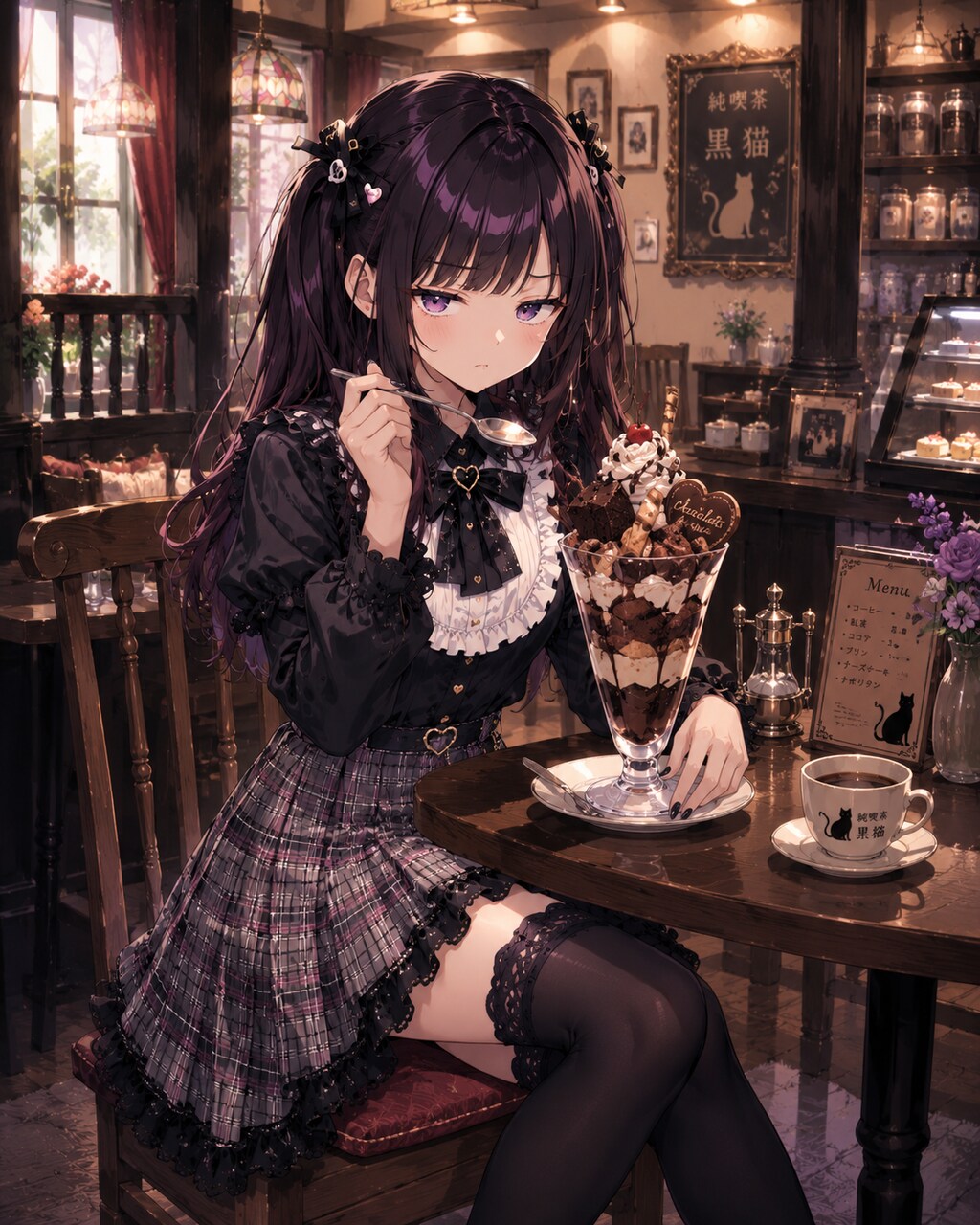 渋顔でチョコパフェ🍫🍨
