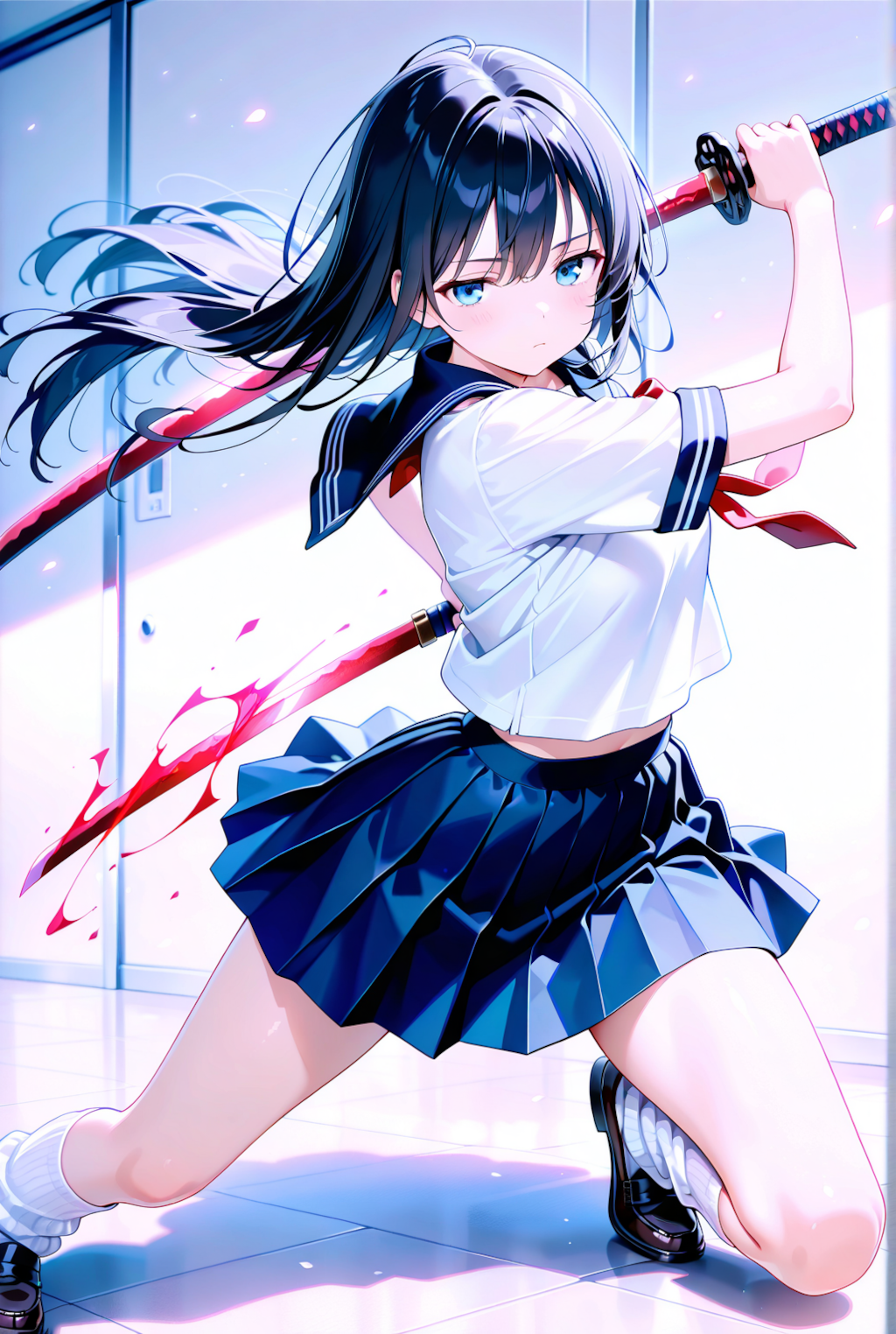 美少女女子高校生剣士