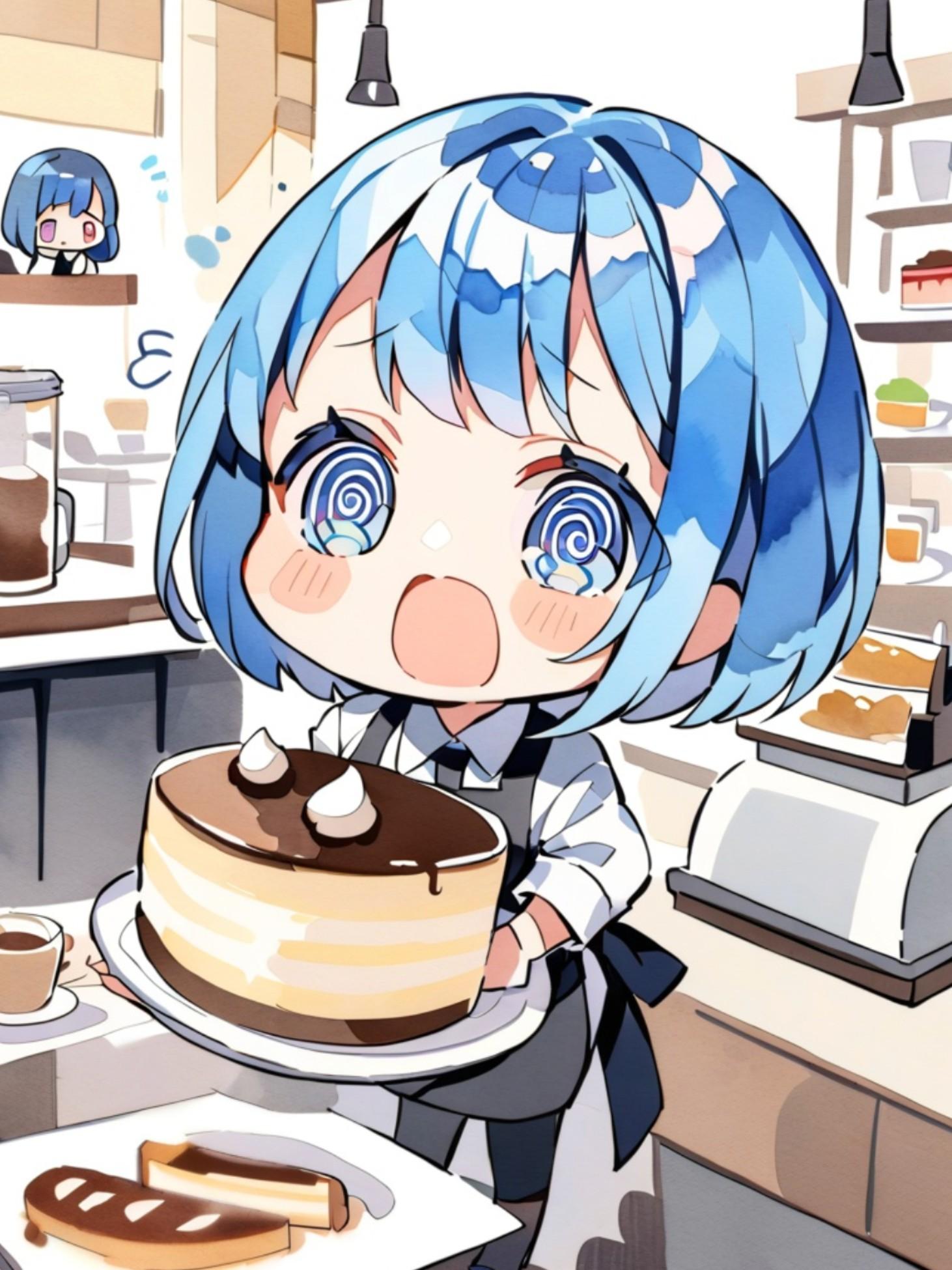 働く青髪ちゃん