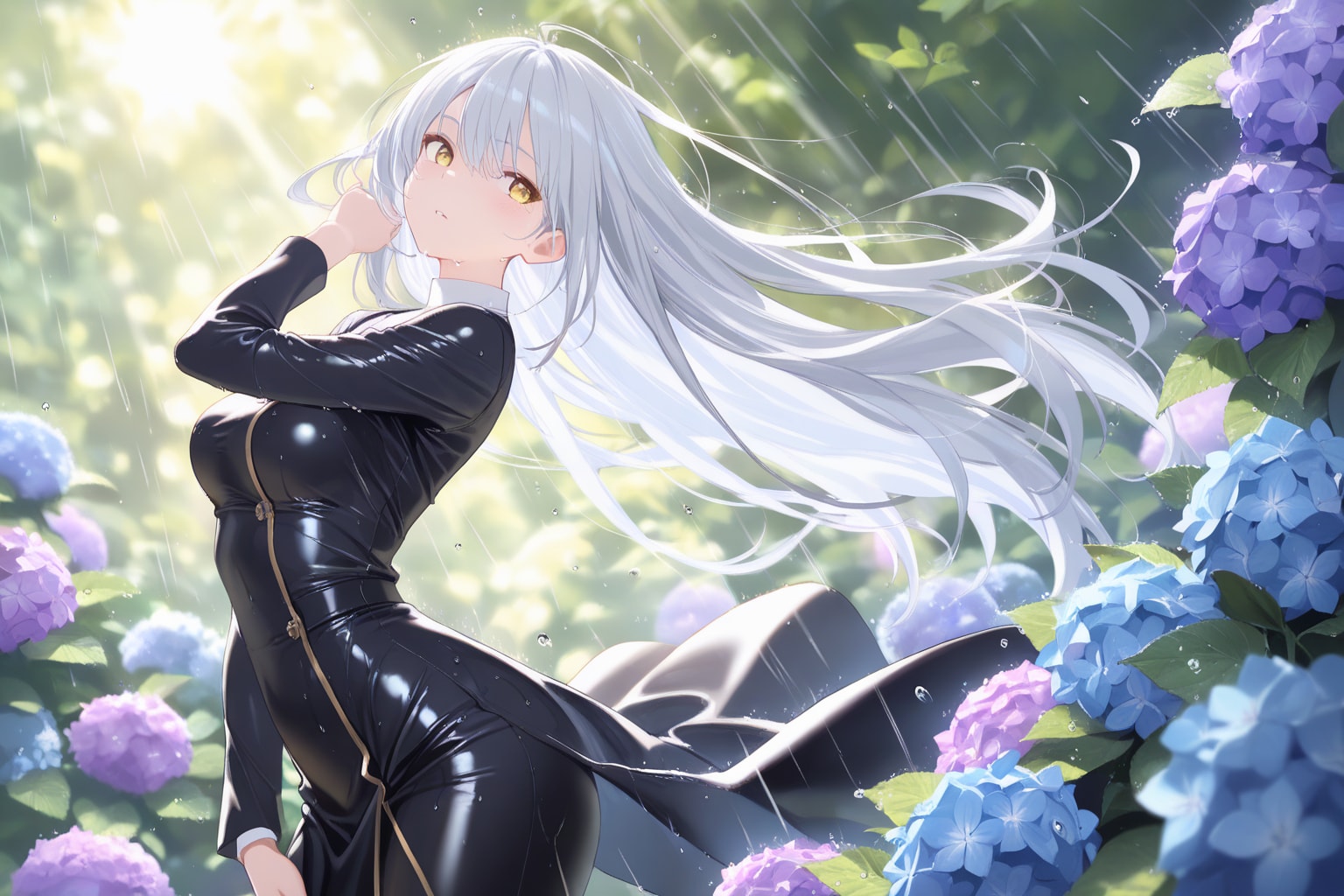 天気雨と紫陽花