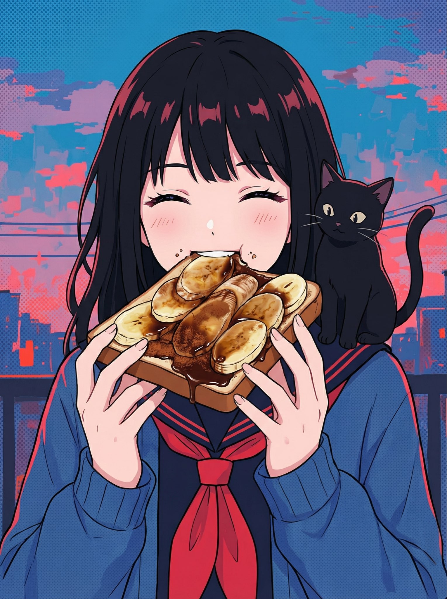 チョコバナナトースト | の人気AIイラスト・グラビア