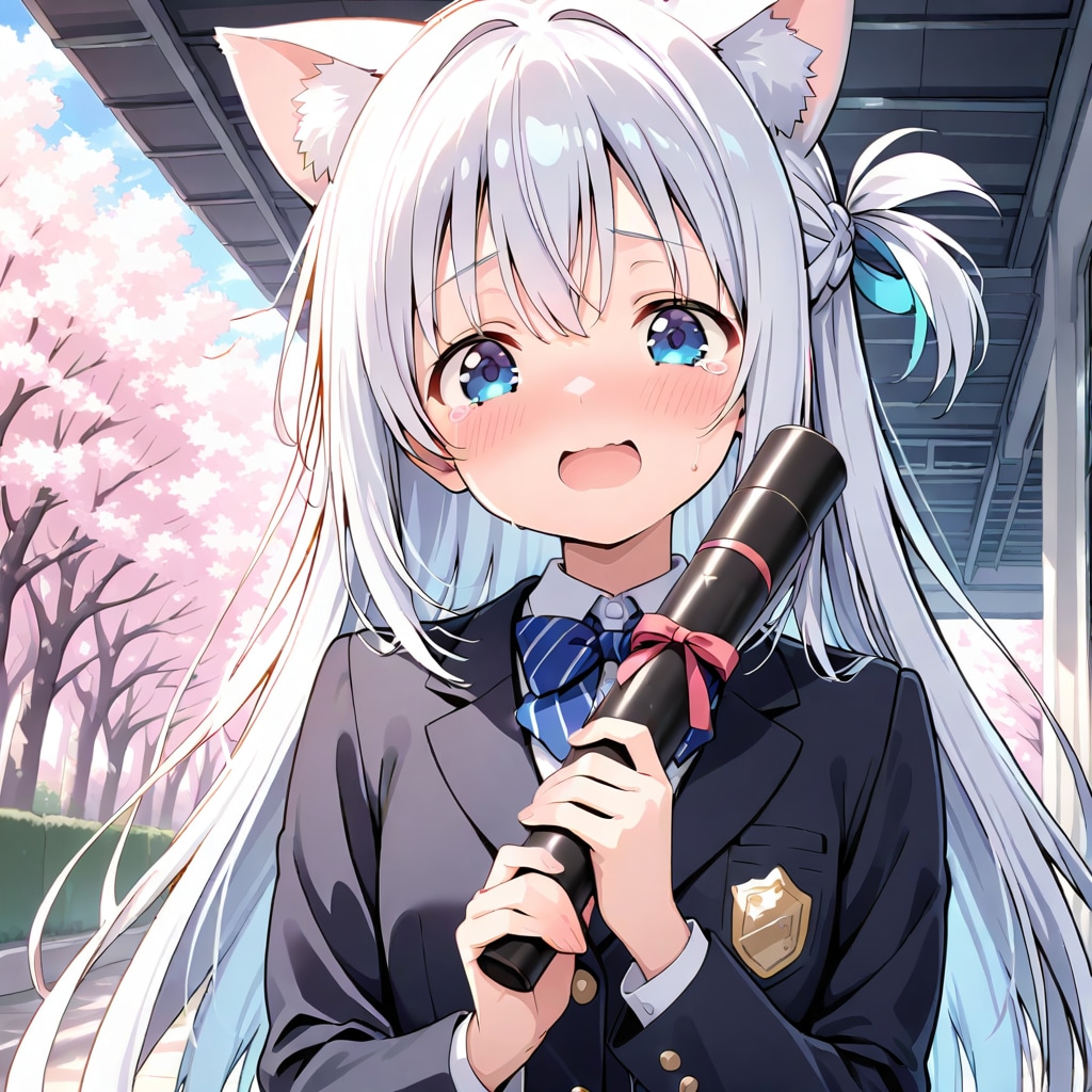 銀髪猫耳ちゃんの卒業式