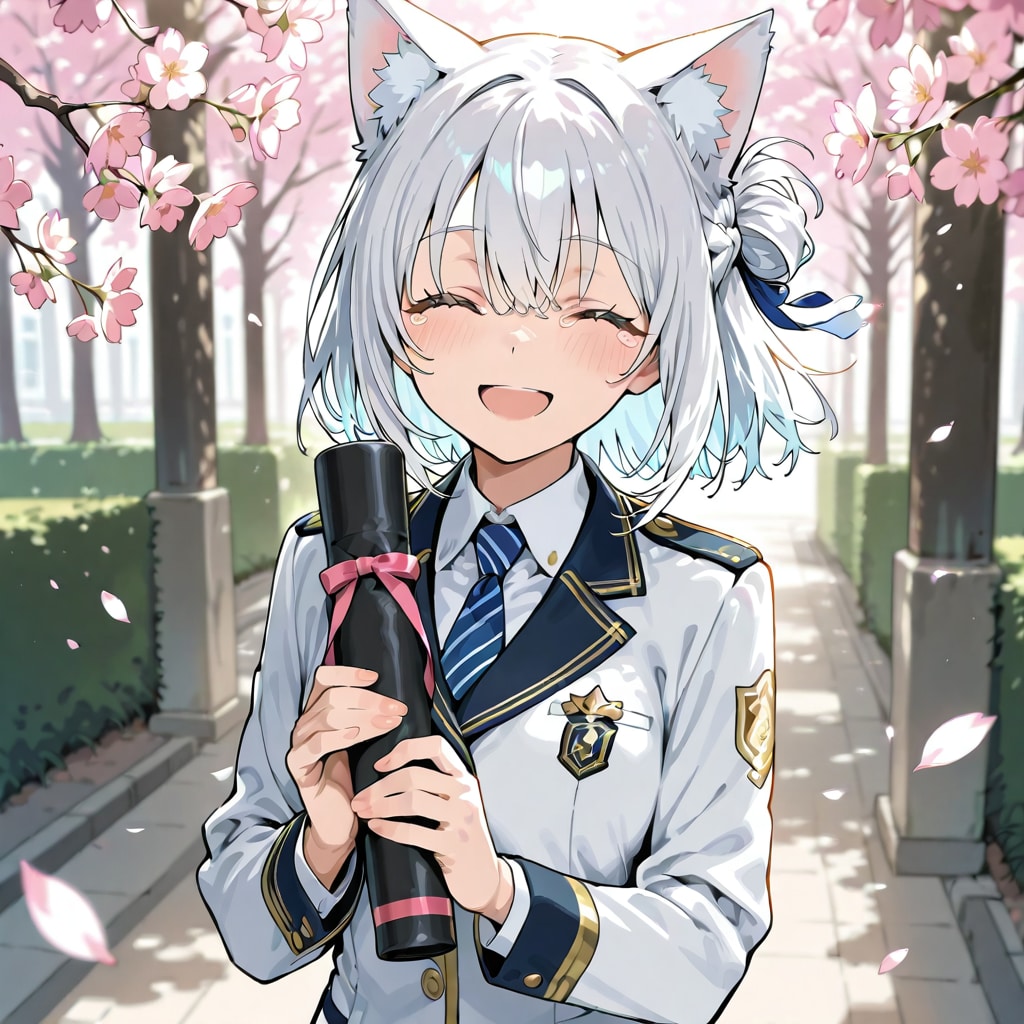 銀髪猫耳ちゃんの卒業式
