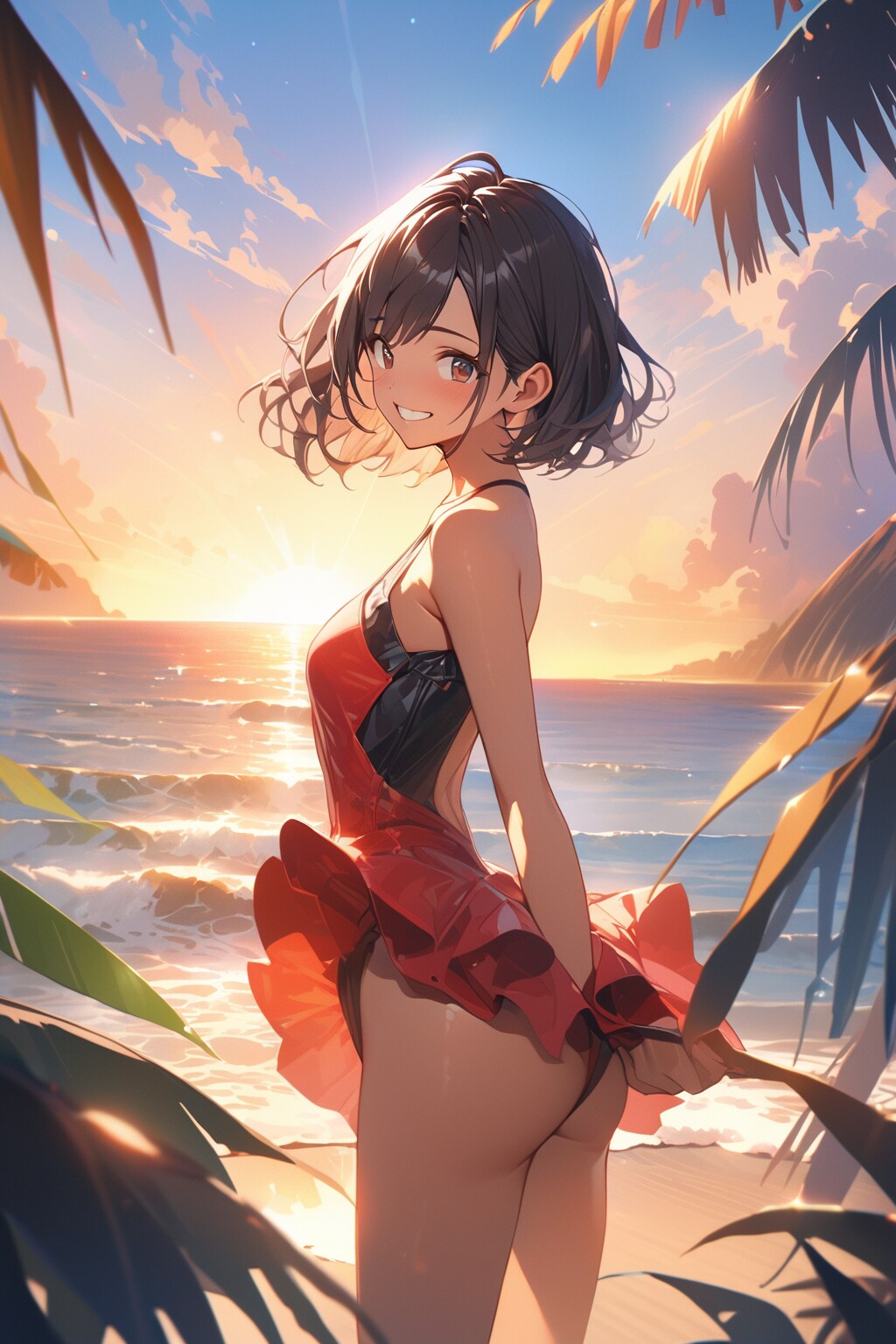 夕暮れ　穏やかな海