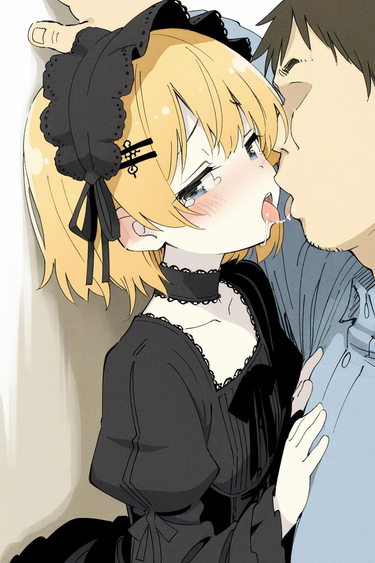 キスされているゴスロリちゃん